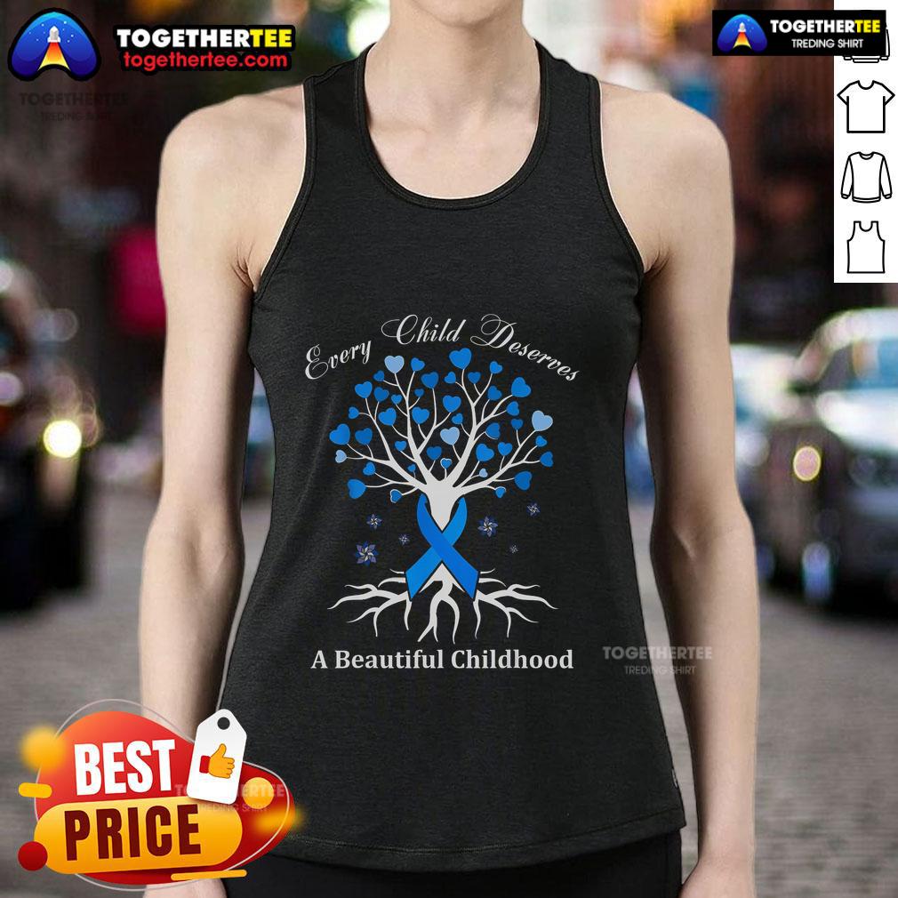 Premium Pinwheels Blue Ribbon Child Abuse Prevention Awareness Tank Top featuring a vibrant design for advocacy.