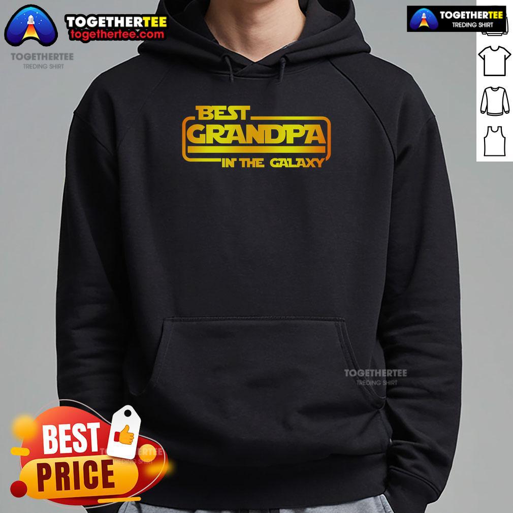 Cozy 'Pretty Best Grandpa in the Galaxy' hoodie featuring vibrant graphics, perfect for grandpas who love comfort and style.