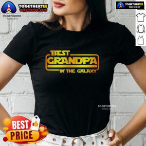 Pretty Best Grandpa in the Galaxy ladies tee featuring a stylish design perfect for celebrating grandfathers.