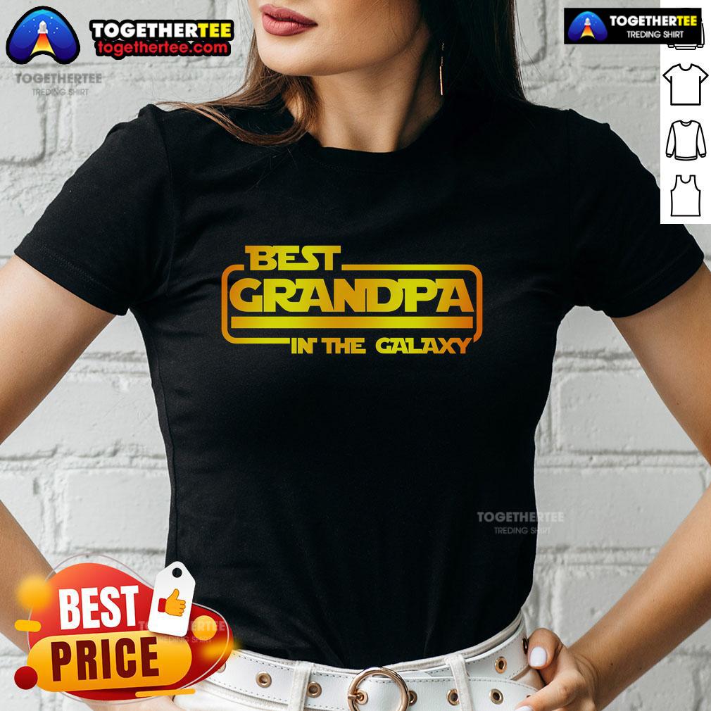 Pretty Best Grandpa in the Galaxy ladies tee featuring a stylish design perfect for celebrating grandfathers.