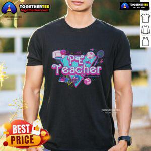 Pretty PE Teacher T-Shirt design featuring vibrant colors and fun graphics, perfect for physical education instructors.