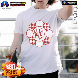 Pretty The Hope Flowers Checker Pattern T-Shirt featuring a vibrant floral design on a stylish checkerboard background.