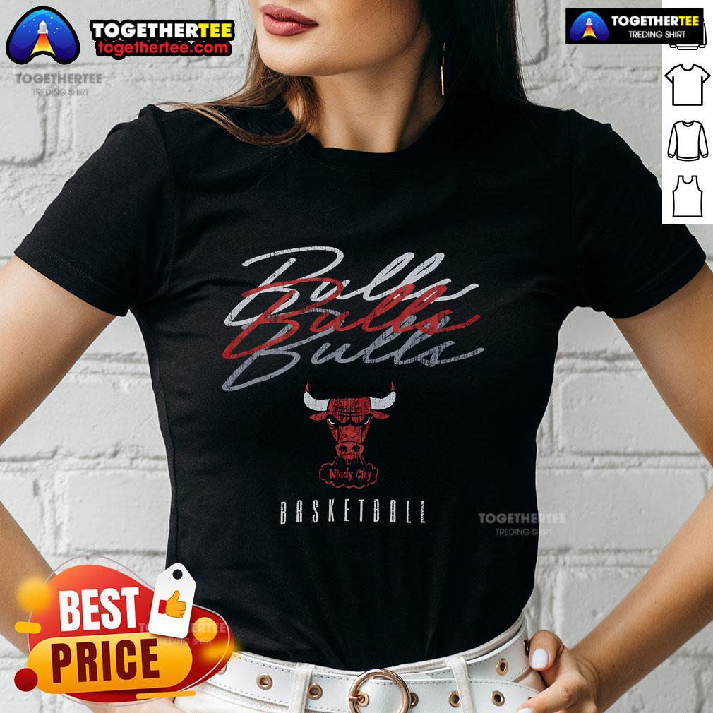 Alt Text: Top Chicago Bulls Hardwood Classics Triple Stack Ladies Tee featuring bold team colors and stylish design.