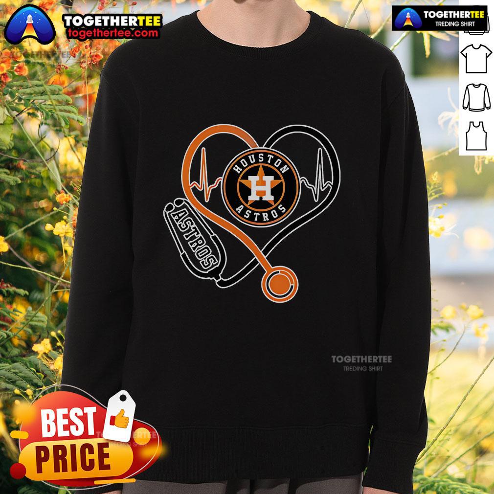 Alt Text: Stylish Top Houston Astros Nurse Heartbeat Baseball Sweatshirt featuring a unique design for fans and healthcare workers.