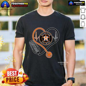 Alt Text: Top Houston Astros Nurse Heartbeat Baseball T-Shirt featuring a stylish design perfect for Astros fans and healthcare workers.