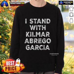 Top I Stand With Kilmar Abrego Garcia Bring Kilmar Home sweatshirt featuring bold text and a stylish design.