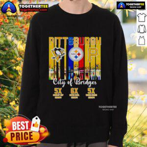 Cozy Top Pittsburgh City of Bridges sweatshirt featuring iconic bridge graphics, perfect for city pride and style.