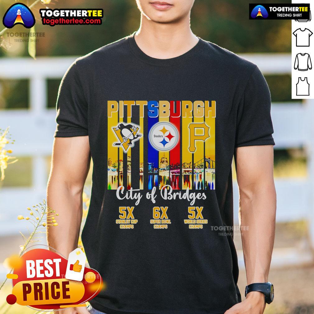 Top Pittsburgh City of Bridges T-Shirt featuring iconic bridge graphics, perfect for proud Pittsburgh fans and tourists.