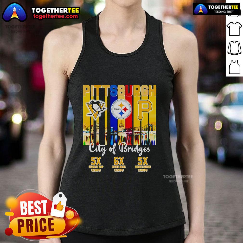 Stylish Top Pittsburgh City of Bridges Tank Top featuring iconic bridge graphics, perfect for city lovers and fashion enthusiasts.