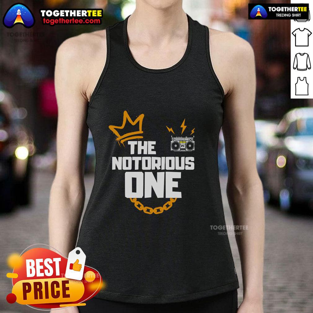 Alt Text: Stylish Top-The-Notorious-One tank top featuring a bold graphic design, perfect for casual summer outfits.