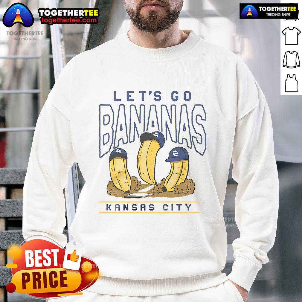 Alt Text: Funny Let's Go Bananas Kansas City baseball sweatshirt featuring a playful design and vibrant colors.
