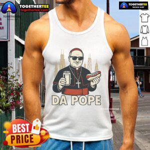 Good Da Pope hot dog tank top featuring Pope Leo XIV design, showcasing Chicago's unique streetwear style.