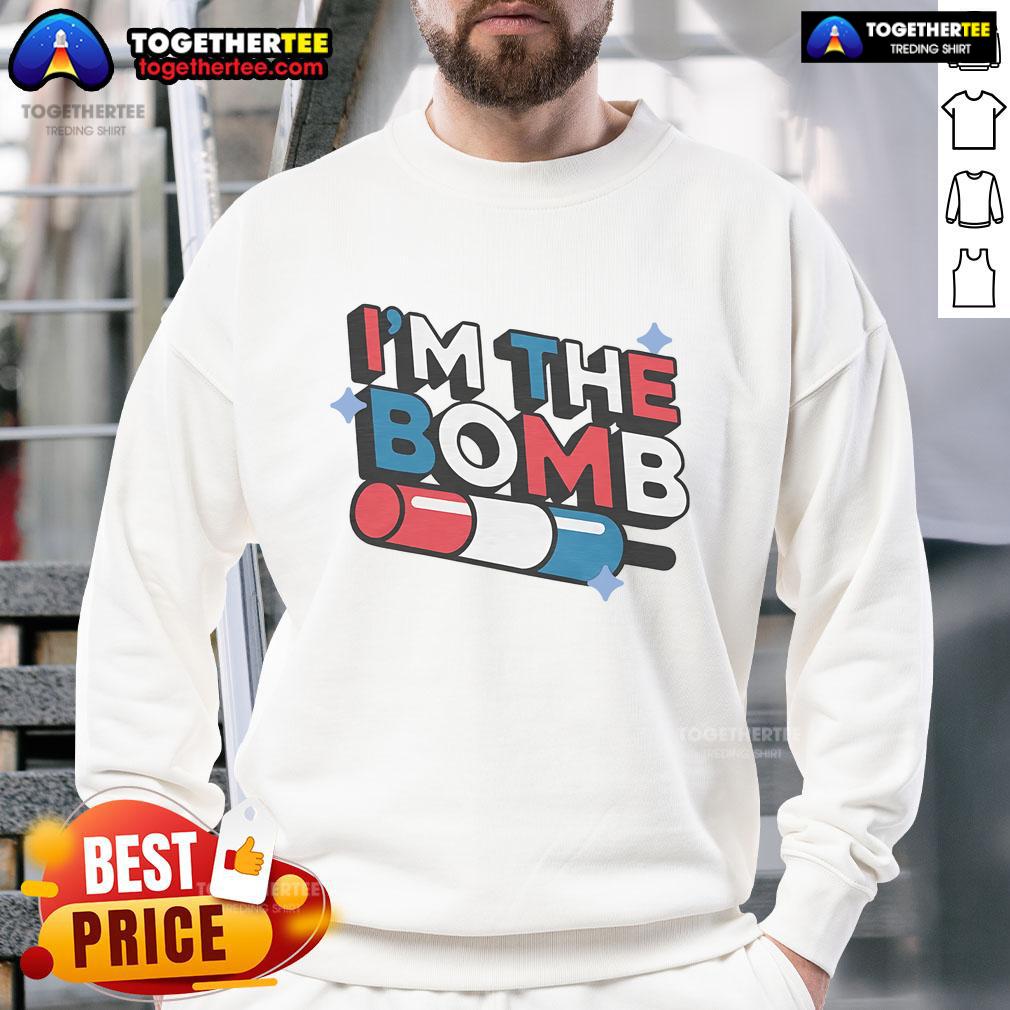 Kids sweatshirt featuring 'Good I'm The Bomb' design, perfect for stylish and fun children's apparel.