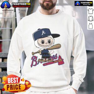 Good Labubu Charlie Brown Atlanta Braves sweatshirt featuring vibrant team colors and a playful design for fans.