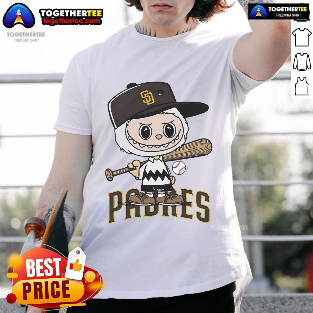 Good Labubu Charlie Brown San Diego Padres T-Shirt featuring a playful design for baseball fans.
