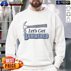 Cozy 'Good, Let's Get Hammered' sweatshirt in soft fabric, perfect for casual outings and relaxed vibes.