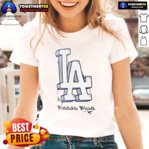 Good Los Angeles Dodgers Bleeds Blue ladies tee showcasing team pride in a stylish design for fans.
