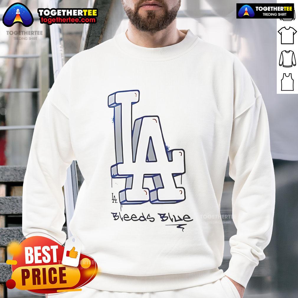 Good Los Angeles Dodgers Bleeds Blue sweatshirt showcasing team pride in a cozy design perfect for fans.