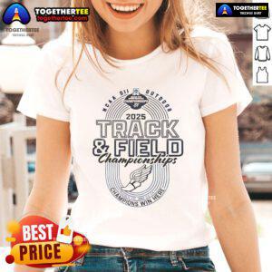 2025 NCAA DII Outdoor Track and Field Championships ladies tee featuring vibrant colors and athletic design.