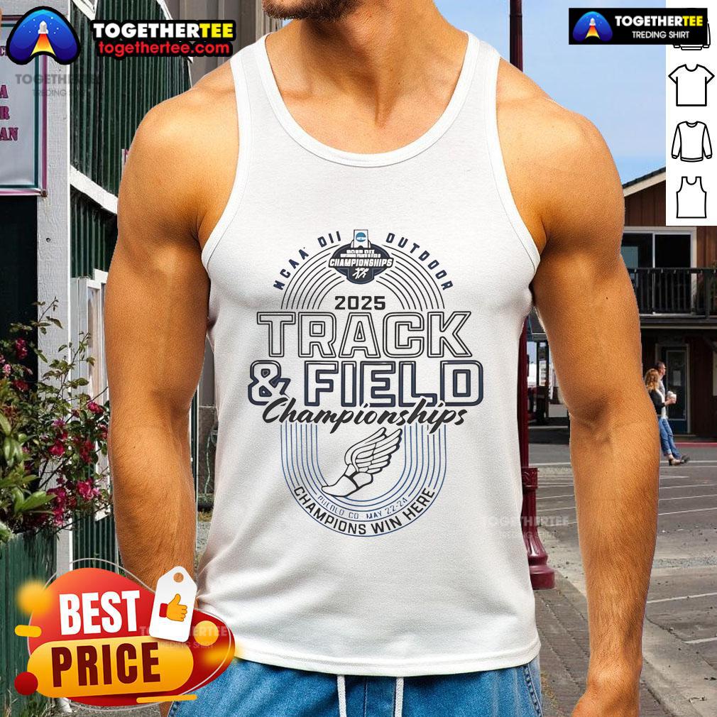 Stylish tank top featuring the Good NCAA DII Outdoor Track and Field Championships 2025 logo, perfect for athletes.