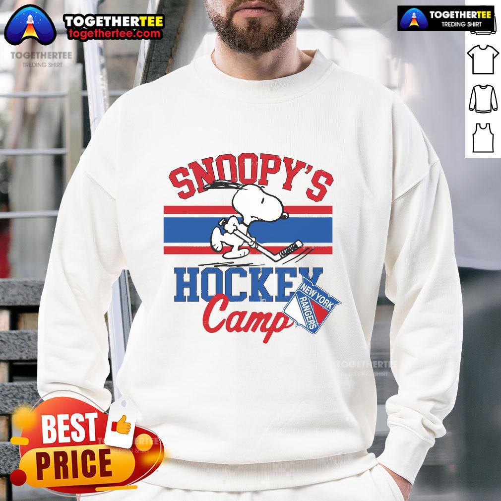 Good Snoopy New York Rangers sweatshirt from Snoopy's Hockey Camp, featuring NHL teams for ultimate fan style.