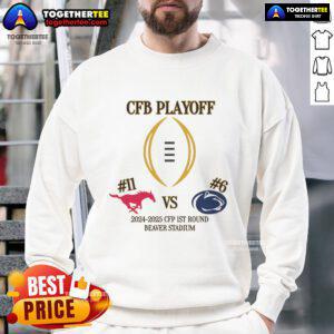 SMU vs. Penn State 2024-2025 CFP 1st Round sweatshirt featuring Beaver Stadium design, perfect for college football fans.