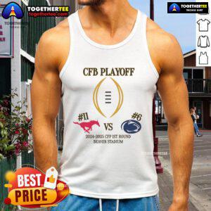 2024-2025 CFP 1st Round: Nice-11 SMU vs 6 Penn State at Beaver Stadium tank top design featuring team logos.