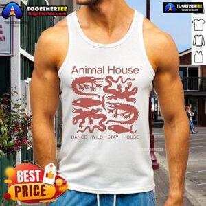 Colorful tank top featuring a fun animal house dance design, perfect for wild adventures and casual outings.
