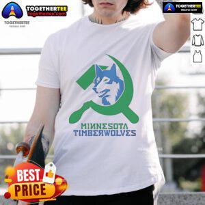 Alt Text: Nice Communist Minnesota Timberwolves T-Shirt featuring bold graphics and vibrant colors for basketball fans.