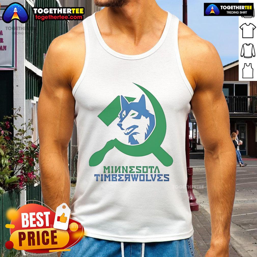 Nice Communist Minnesota Timberwolves tank top featuring bold graphics and team colors for stylish sports fans.
