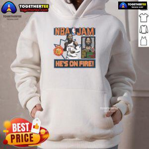 Nice Jalen Brunson New York Knicks Homage NBA Jam Hoodie featuring vibrant graphics and stylish design for fans.