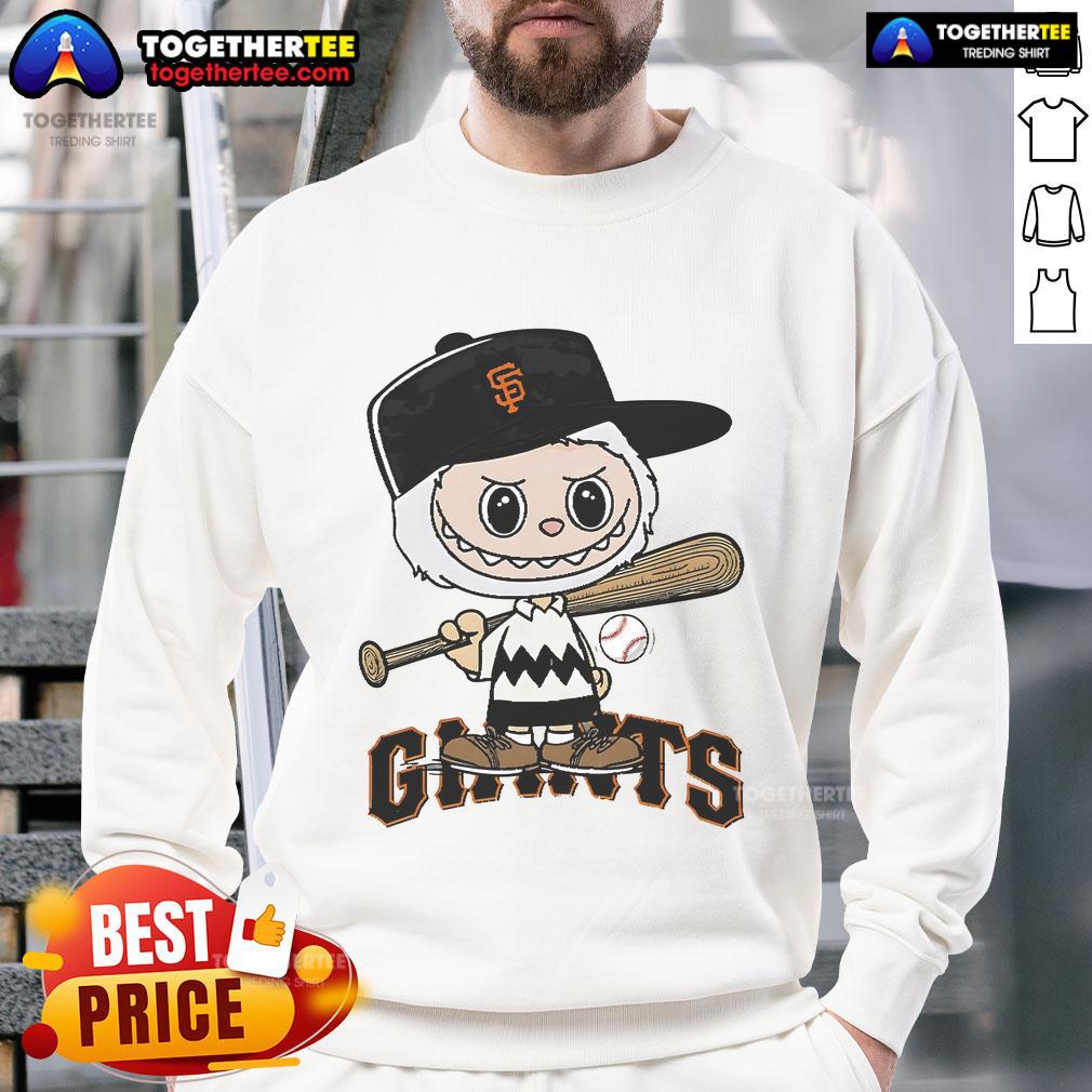 Alt Text: Nice Labubu Charlie Brown San Francisco Giants sweatshirt featuring vibrant colors and playful design, perfect for fans.