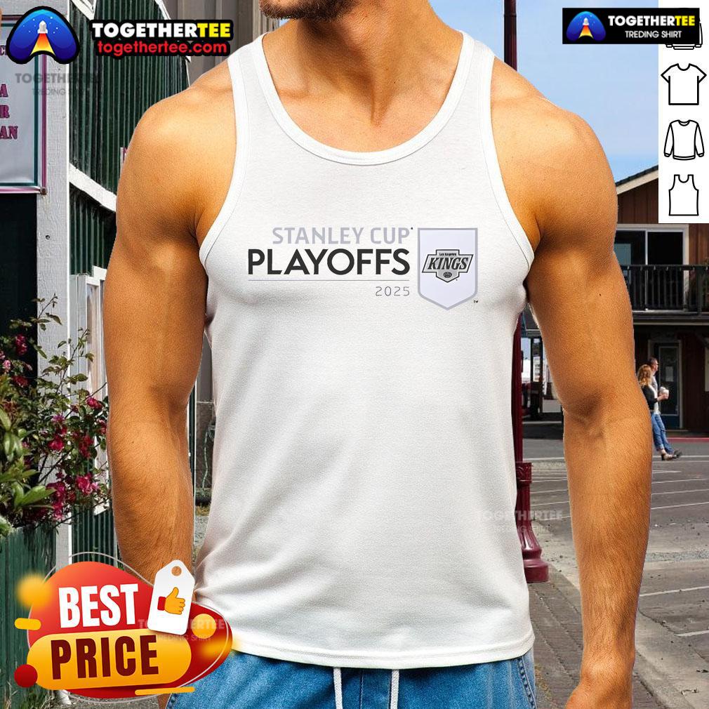 Los Angeles Kings 2025 NHL Stanley Cup Playoffs Champions tank top featuring team colors and logo.