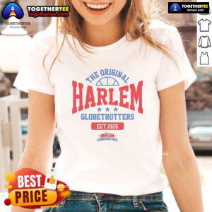 Retro ladies tee featuring Nice-The-Original Harlem Globetrotters logo, est. 1926, perfect for sports fans and nostalgia lovers.