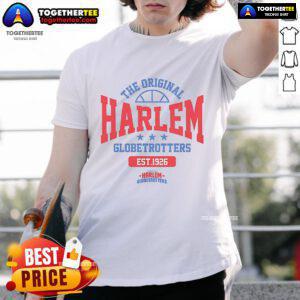 Retro T-shirt featuring The Original Harlem Globetrotters Est 1926 design, perfect for basketball fans and vintage style lovers.