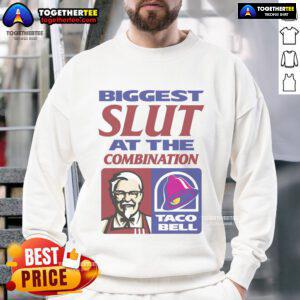 Official Biggest Slut sweatshirt featuring KFC and Taco Bell logos, perfect for fast food lovers and unique fashion statements.