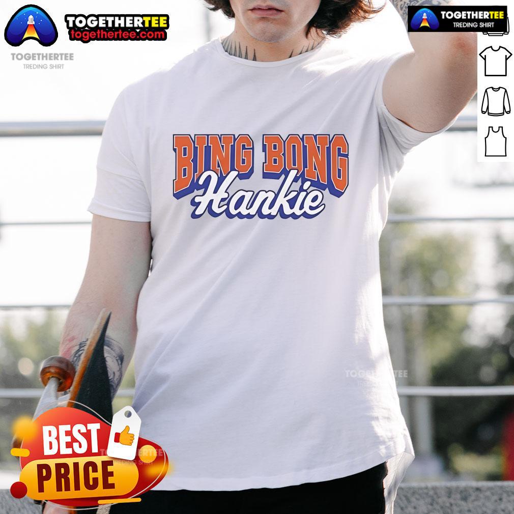 Official Bing Bong Hankie T-Shirt featuring a vibrant design and comfortable fit for fans of the popular internet meme.