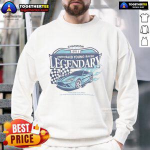 Official Champion 2011 Unrivaled Young Racer Legendary Sweatshirt featuring a vintage racing design and comfortable fit.