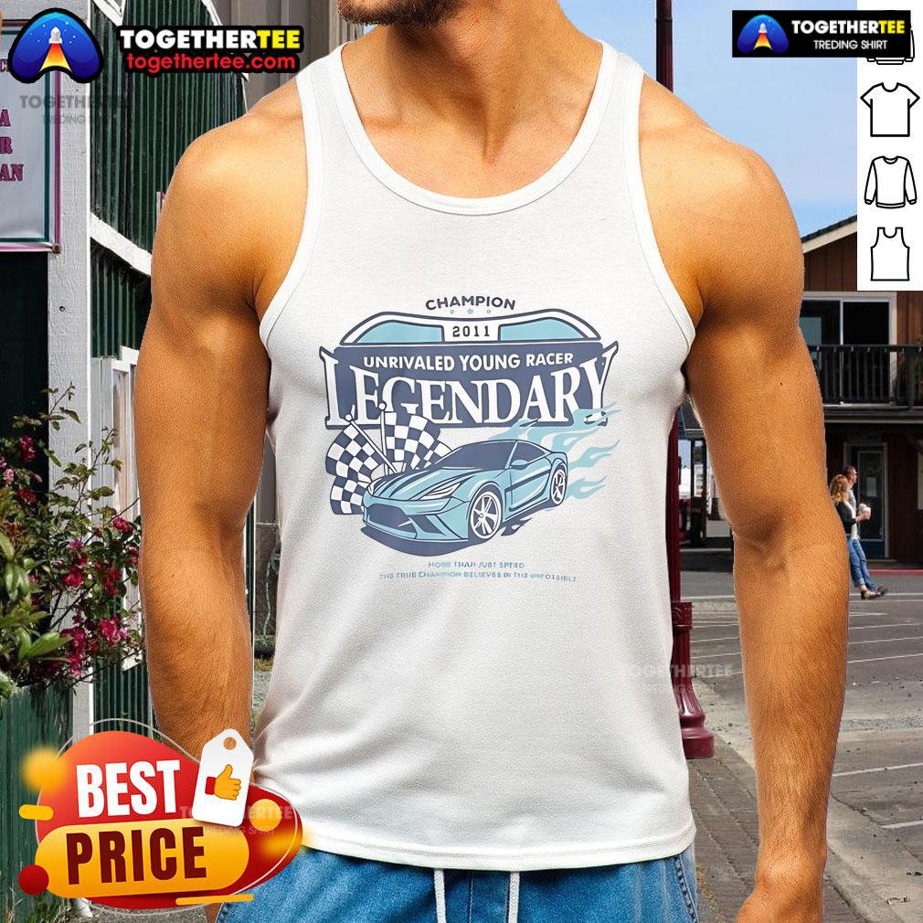 Alt Text: Official Champion 2011 Unrivaled Young Racer Legendary Tank Top in vibrant colors, showcasing a unique racing design.