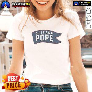 Official Chicago Pope XIV Ladies Tee featuring vibrant design and the iconic flag, perfect for fans and collectors.