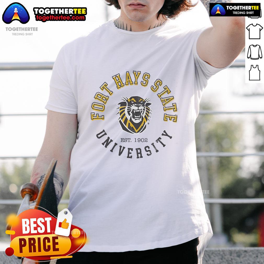 Official Fort Hays State Tigers Circle Vintage T-Shirt featuring classic design and school colors for fans and alumni.