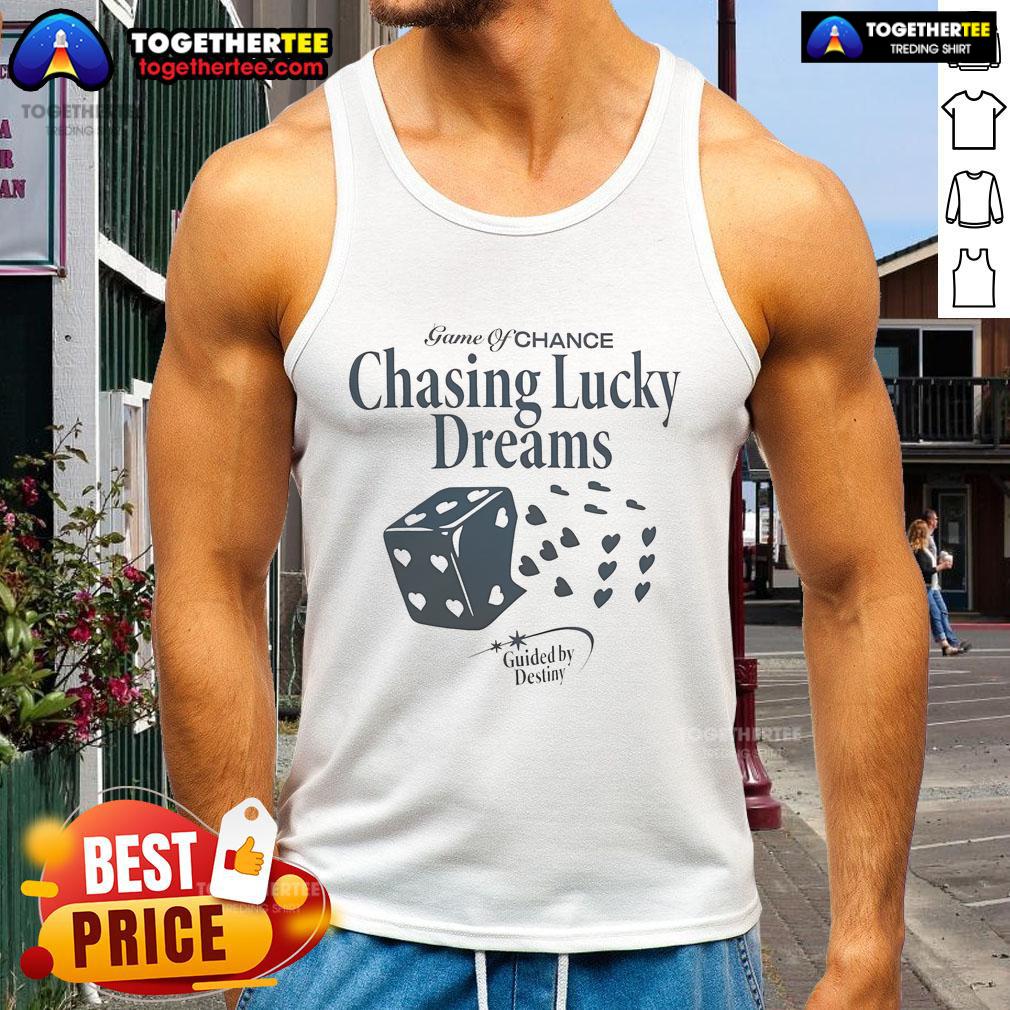 Chasing Lucky Dreams tank top featuring bold graphics inspired by the Official Game of Chance and guided by destiny.
