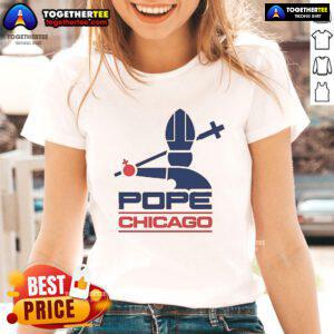 Official Harebrained Chicago Pope Ladies Tee featuring vibrant design and comfortable fit for stylish casual wear.