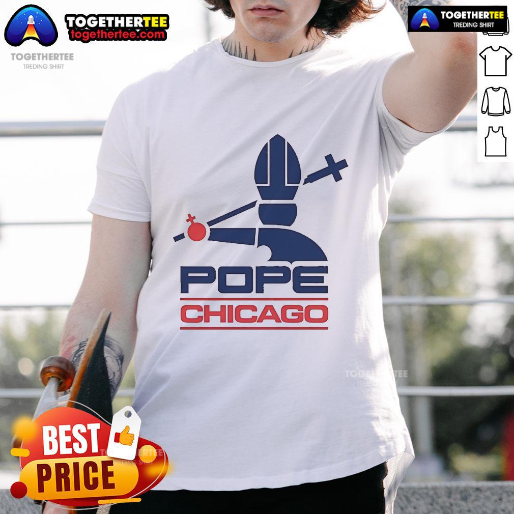 Official Harebrained Chicago Pope T-Shirt featuring unique design, perfect for fans and collectors of Chicago memorabilia.