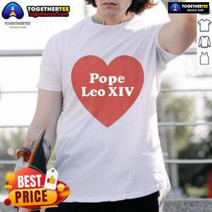 Alt Text: Official I Heart Love Pope Leo XIV T-Shirt featuring a stylish design celebrating Pope Leo XIV and love.