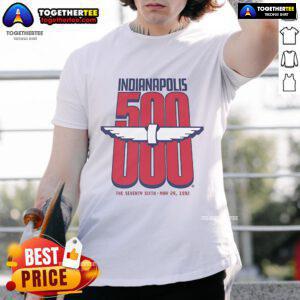 Alt Text: Official Indianapolis 1992 Indy 500 76th Running T-Shirt showcasing iconic design and memorabilia from the race.