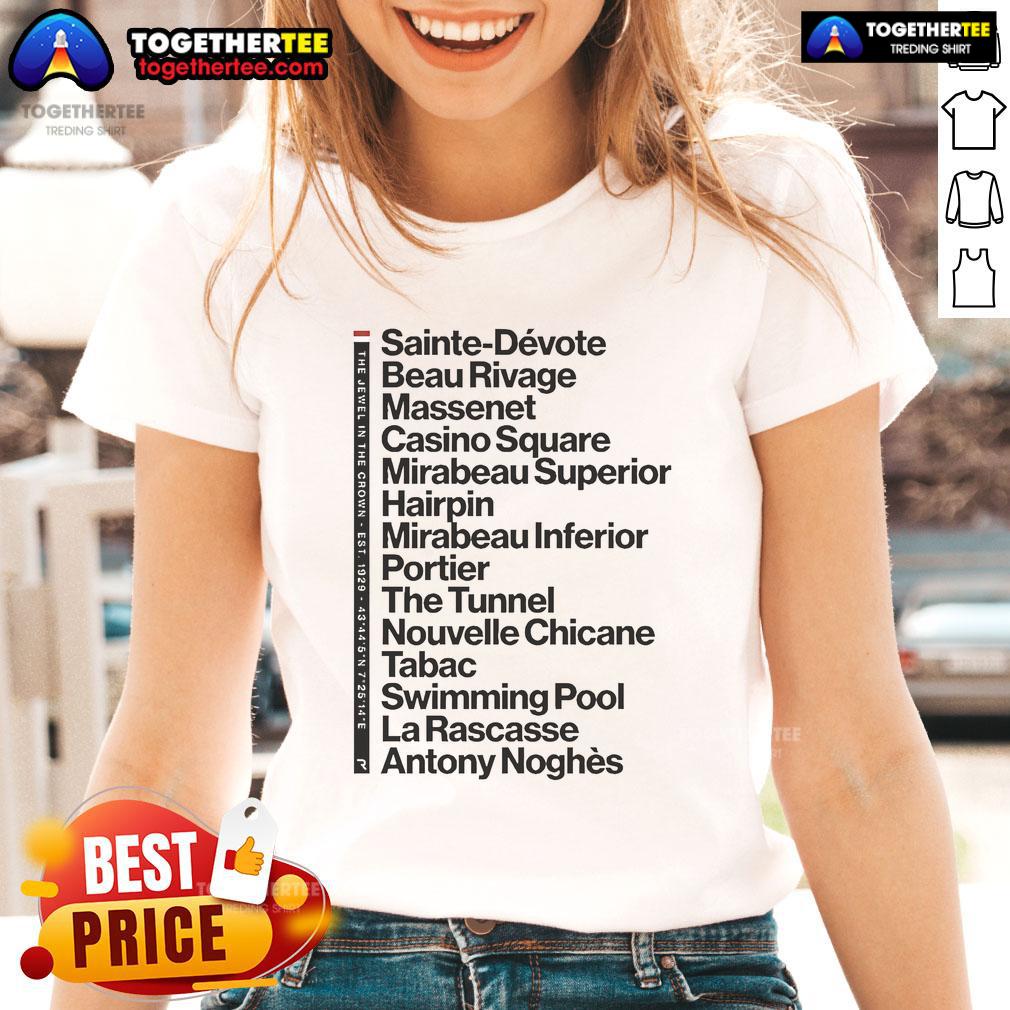 Official Jewel in the Crown Iconic Corners Ladies Tee featuring a stylish design and vibrant colors for women's fashion.