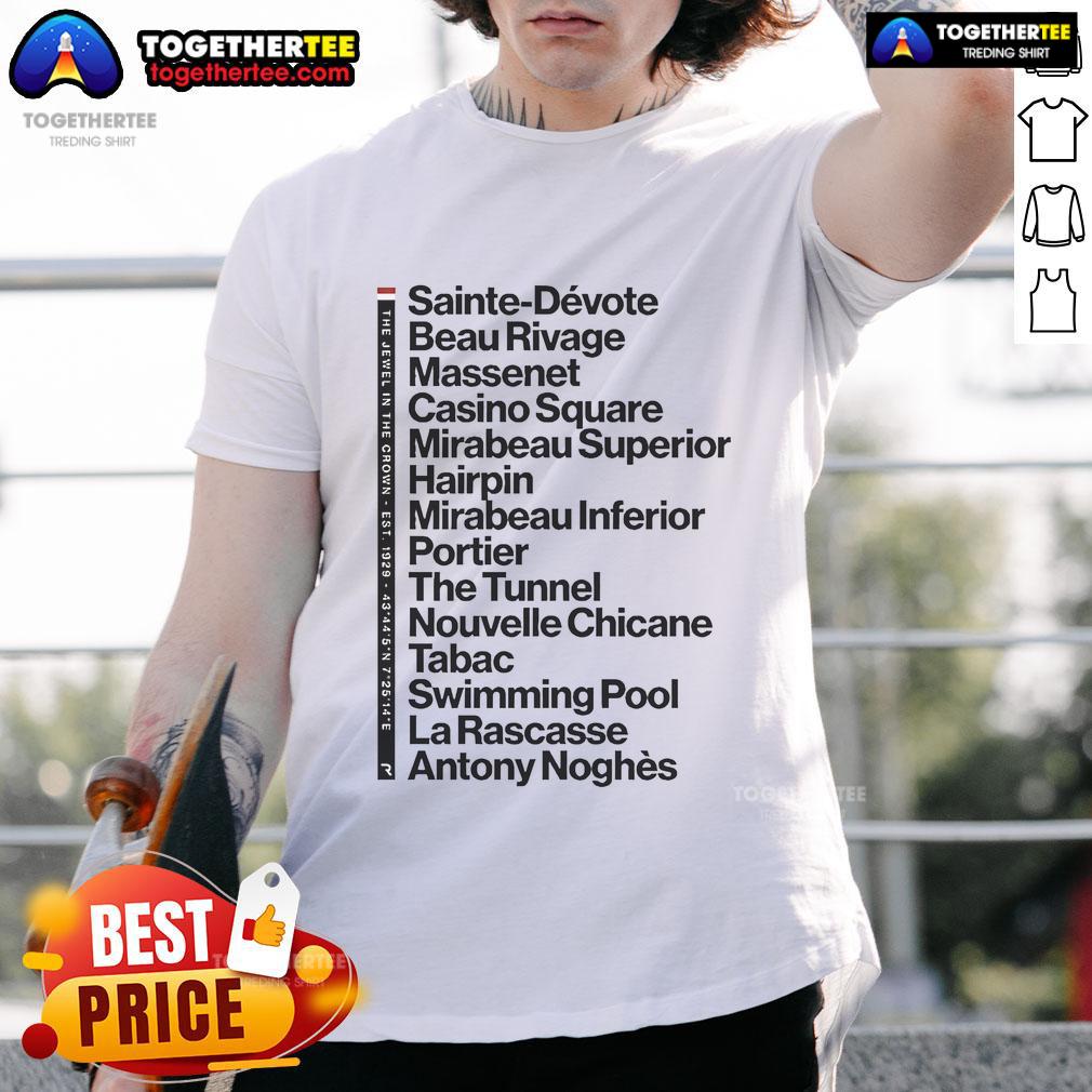 Alt Text: Official Jewel In The Crown Iconic Corners T-Shirt featuring a unique design and vibrant colors for stylish fans.