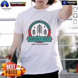 Alt Text: Official Knuckle Puck 'Always An Evergreen Forever Strong As A Pine Tree' music t-shirt in black with vibrant graphics.