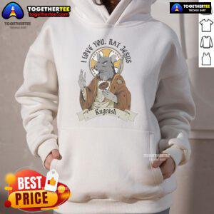 Official Kugrash I Love You Rat Jesus Hoodie featuring a unique design and vibrant colors, perfect for casual wear.